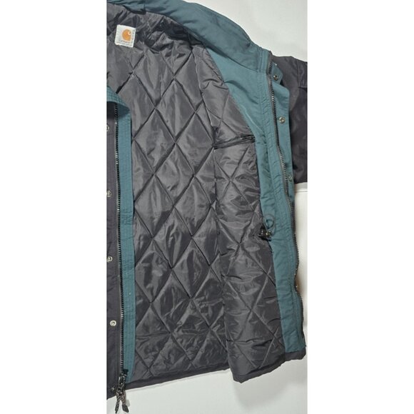 Carhartt Full Zip Quilt Lined Black/Green Outdoor Work Coat Jacket Men's 2XL - Picture 5 of 16